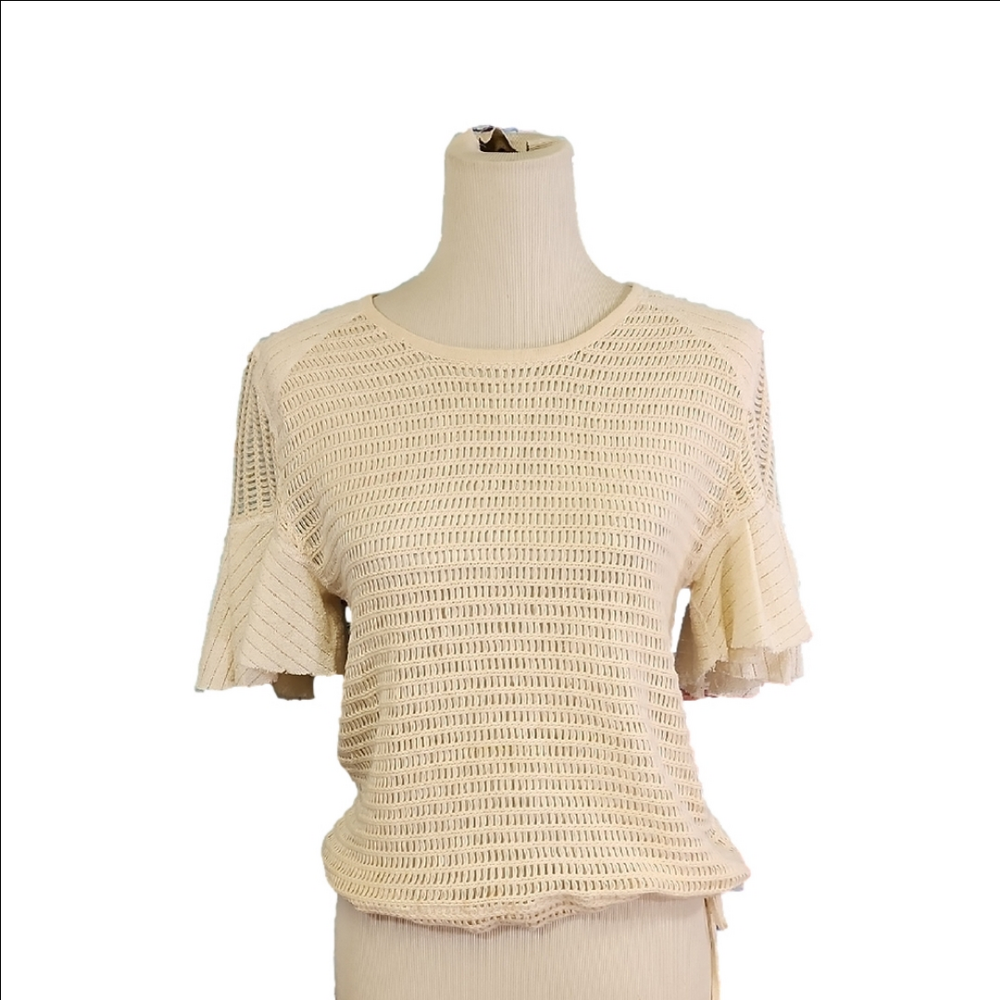 Free People Cream Knit Blouse size S